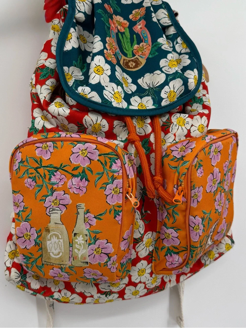 Agua Bendita Peach Floral Western Print Backpack | Multi | One Size
